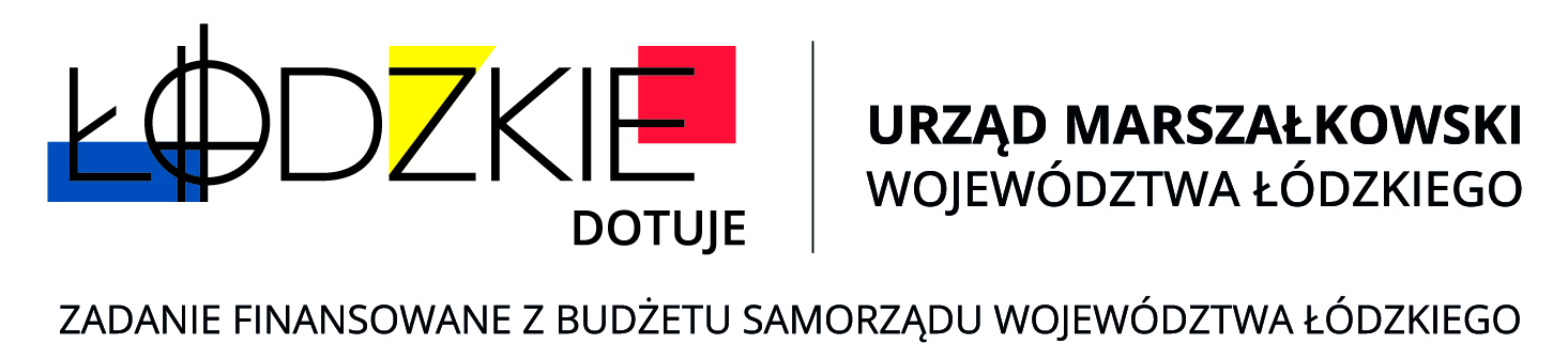 Logo Urzędu Marszałkowskiego Wojew&oacute;dztwa Ł&oacute;dzkiego złożone z czarnych liter i kolorowych figur geometrycznych.