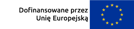 Flaga Unii Europejskiej i napis Dofinansowane przez Unię Europejską