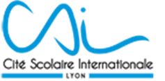 Niebiesko czarne logo z napisem Cité Scolaire Internationale à Lyon