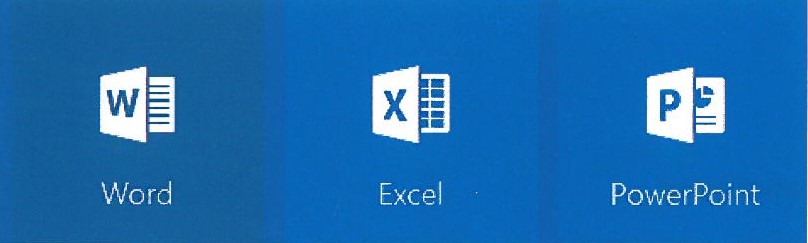 Logo aplikacji Word, Excel i PowerPoint