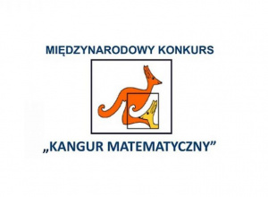 Pomarańczowy kangur i głowa żółtego kangura z niebieskim napisem Międzynarodowy Konkurs Matematyczny.