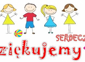 Kolorowe postacie dzieci i napis Serdecznie dziekujemy.