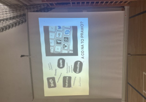 Slajd z prezentacji wyświetlanej na ekranie z napisem: A co na to prawo.