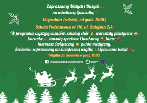 Plakat reklamujący osiedlową choinkę i wigilie dla seniorów