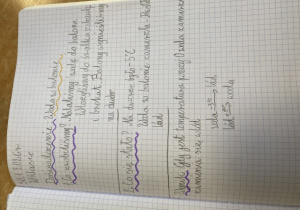 Notatki z doświadczenia z zeszytu jednej z uczennic.