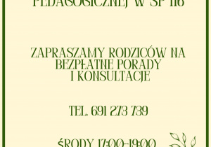 Plakat informujący o działalności Centrum Wsparcia dla Rodziców.