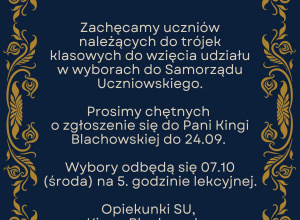 Wybory do Samorządu Uczniowskiego w roku szkolnym 2026/2027