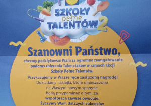 Dyplom za udział w akcji Szkoły Pełne Talentów