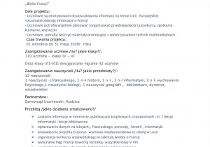 Sprawozdanie z realizacji projektu Europa w naszej szkole