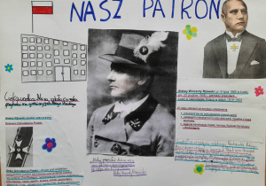 Plakat upamiętniający postać patrona szkoły Aleksego Rżewskiego