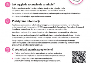 Plakat informujący o szczepieniach przeciwko HPV