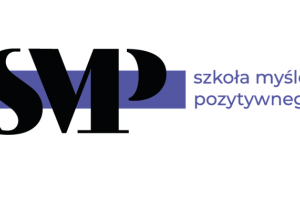 Fioletowo czarne logo programu Szkoła Myślenia Pozytywnego.