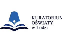 Granatowoczarne logo Kuratorium Oświaty w Łodzi.